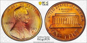 1983-S Lincoln Cent Proof PR67RD DCAM PCGS Gold Shield Toned - Picture 1 of 5