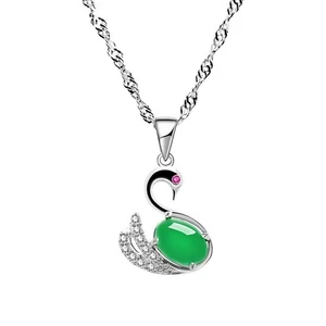 Chrysoprase Swan Shape Necklace Simple Fashion Pendant Necklace - Picture 1 of 12