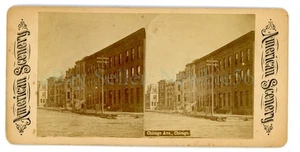 Chicago IL - HOMES ON CHICAGO AVENUE - Stereoview - Bild 1 von 2
