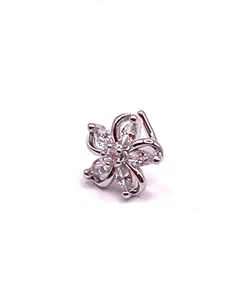 Large clear crystal petals flower L shaped nose stud 20 gauge surgical steel - Picture 1 of 4