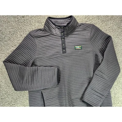 LL Bean Men's Gray Quilted Snap Neck Pullover Sweatshirt Large Regular - Image 1 of 4