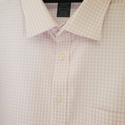 Pronto Uomo Platinum Modern Fit Pink White Check Dress Shirt No Iron 18.5 34/35 - Image 1 of 4