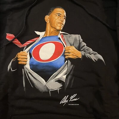 Barack Obama Alex Ross Superman Comics Hoodie Sweatshirt Size XL 2008 Rare! New! - Image 1 of 4