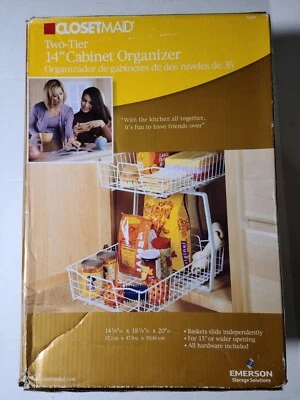 Closetmaid 14 in. W 2-Tier Ventilated Wire Sliding Cabinet Organizer in White - Image 1 of 4
