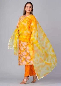 Beautiful cotton fabric printed patola print kurti With pant and dupatta set - Picture 1 of 4