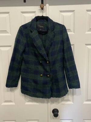 ¡Nuevo! Blazer Banana Republic azul marino y verde tartán a cuadros talla XS Foto 1 de 4