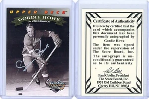 GORDIE HOWE 1992-93 MAZZO SUPERIORE HOCKEY "HOCKEY HEROES" Autografo AUTO CARD con COA - Foto 1 di 2