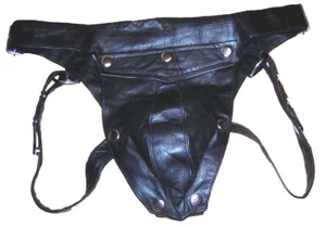 JOCKSTRAP thong Leder slip schwarz rot blau weiß auch Lederfutter leather jock - Bild 1 von 3