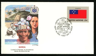SAMOA FLAG STAMP   1988 FLEETWOOD CACHET FDC VF UNADDRESSED - Image 1 of 2
