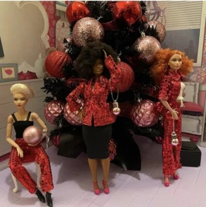 Doll Clothes for Barbie 2pc Red Sequins Pantsuit with Gold Purse for Dolls - Picture 1 of 3
