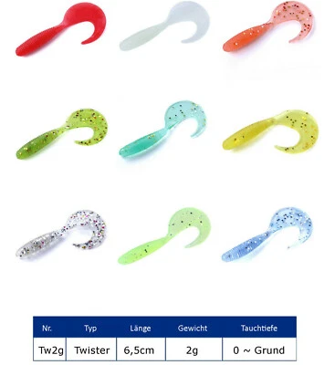 Twister Gummifisch Gummiköder Set Forelle Barsch Hecht Zander Köder 6 cm - Bild 1 von 4