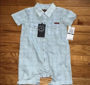7 For All Mankind Baby Distressed Look One Piece Bib Overall Skirt 12 Months Nwt - Picture 1 of 2