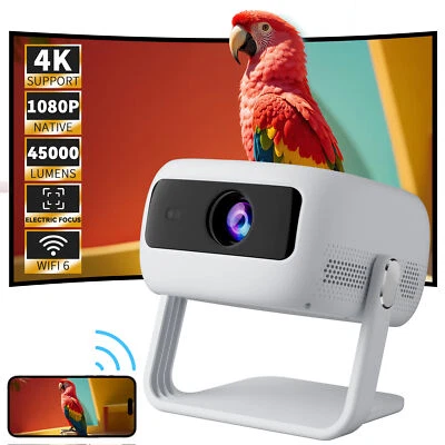 Projector with 360° Stand 45000 Lumens 4K 1080P FHD 5G WiFi BT Home Theater HDMI - Image 1 of 4