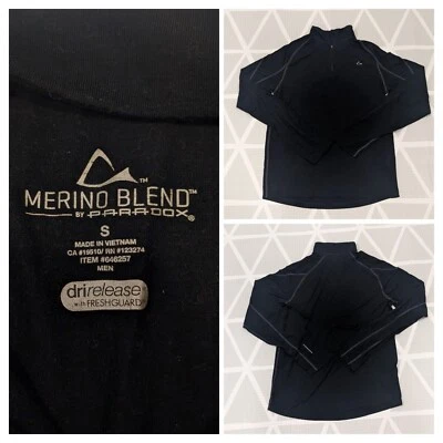 Merino Blend By Paradox Base Layer Womens Small S Black 1/4 Zip Pullover Outdoor - Image 1 of 4