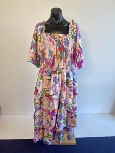 FRIDAY FLAMINGO Dress (Alofa) Tiered Maxi Dress Plus Size 02 (16) BNWT - Picture 1 of 14