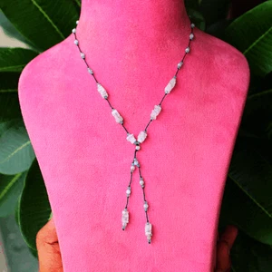 Handmade Natural Rainbow Moonstone Micro Macrame Beaded Reiki Gemstone Necklace - Picture 1 of 14