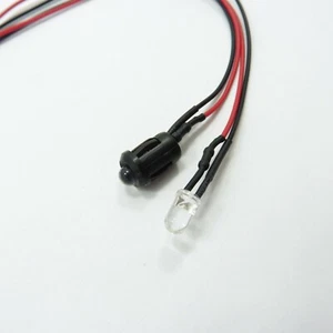 DC 12V 5mm Clear Flashing LED Diode With Holder 20cm Wire Light Emitter Pre-Wire - Picture 1 of 6