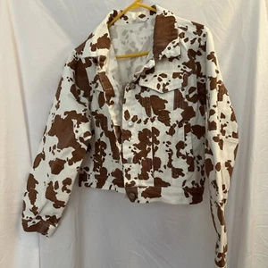 Peach Love California Cow Print Jacket Women’s Large - Picture 1 of 6