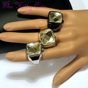 Étourdissant Inhabituel Rare, Grand Autrichien Taillé Cristal Luxe Bague Montre - Imagen 1 de 35