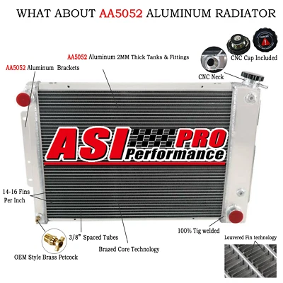 3 Row Aluminum Radiator For 1967~1969 1968 Chevy Camaro/Pontiac Firebird L6 V8, Foto 1 de 4