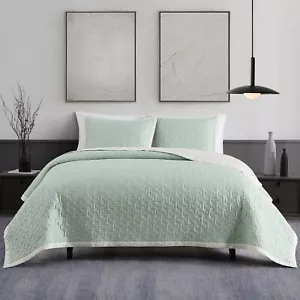 Sage Coverlet 3 Piece Textured Quilted Set in Queen - Picture 1 of 8