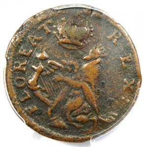 1670 New Jersey St Patrick Farthing Colonial Coin 1/4P - PCGS VF25 - $1650 Value - Picture 1 of 5