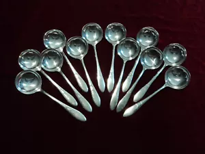Silverplate Flatware Lot of 12 Round Bouillon Soup Spoons Oneida Lady Hamilton - Picture 1 of 6
