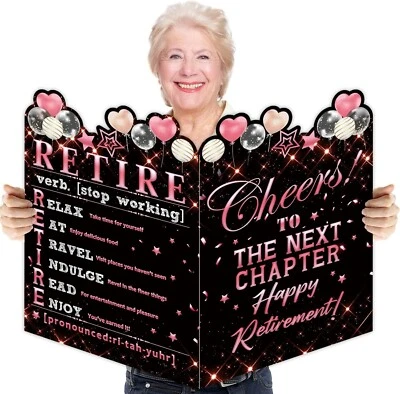Large Retirement Greeting Card, Black Gold Retirement Party Decorations, Reti... - Image 1 of 4