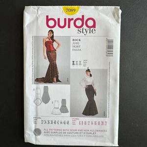 Burda Sewing Pattern 7089 Size 6-22 Mermaid Hi-Low Waterfall Hem Skirt Y2K - Picture 1 of 7