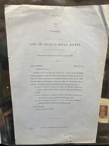 VINTAGE DOCUMENT COLONY VICTORIA 1854 MELBOURNE HOBSON BAY RAILWAY COMPANY TRAIN - Foto 1 di 5