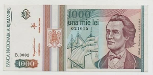 ROMANIA 1000 LEI 1993 PICK 102 UNC - Picture 1 of 2