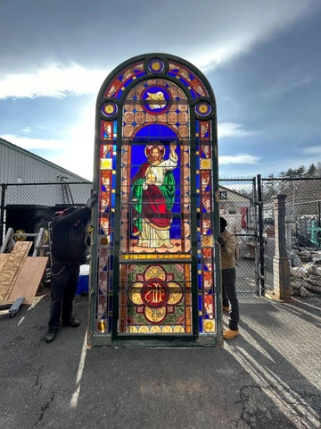 HENRY SHARP SALVATOR MUNDI  STAINED GLASS WINDOW FROM A CLOSED CHURCH - RIST1 Cover