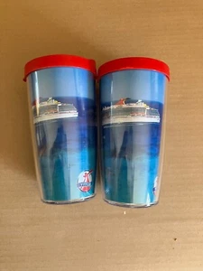 Carnival Cruise - Par de vasos Tetris 16 oz. Tapa Roja - Nueva sin Caja VIFP - Imagen 1 de 2