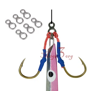 35Pcs Fishing Butterfly Jigging Figure Stainless Steel 8 Solid Ring Assist Hook  - Picture 1 of 5