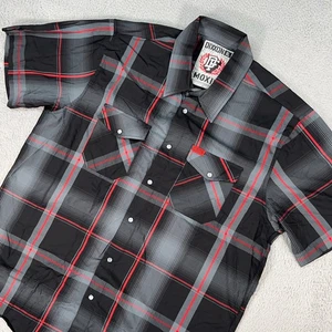 Dixxon Hemd Herren XL schwarz grau kariert Knopf Druckknopf Moxie Up Bambusmischung - Bild 1 von 9