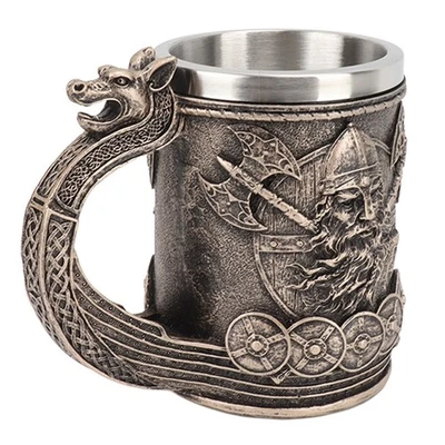 Viking Beer Mug Vintage Large Capacity Stainless Steel Liner Mug Resin Process - Image 1 of 4