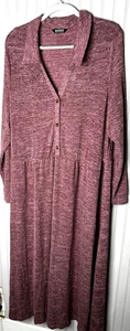 BloomChic Dress Womens 22 24 Maroon Sweater Knit Button Front Maxi Plus Size - Picture 1 of 14