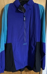 Asics Vintage Damen Half Zip Color Block Windbreaker Jacke L/XL lila türkis - Bild 1 von 10