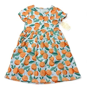 NWT Wonder Nation Orange & Blue Cotton Dress With Pockets Girls Size 5T - Picture 1 of 5