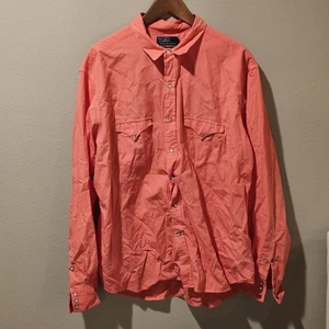 Polo Ralph Lauren RL Western Vintage Salmon Pearl Snap Men’s 2XL Shirt - Picture 1 of 5