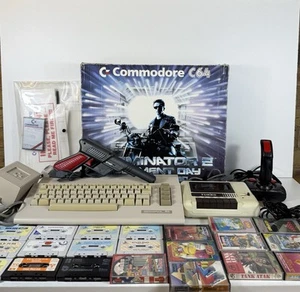 COMMODORE 64 C64C TERMINATOR 2 PUDEŁKO KOMPUTEROWE W TYM GRY, MAGNETOFON I INNE PRACE - Zdjęcie 1 z 22