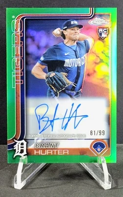 2025 Topps Chrome Brant Hurter RA-BHU Rookie Auto True Green /99 Detroit Tigers - Image 1 of 3
