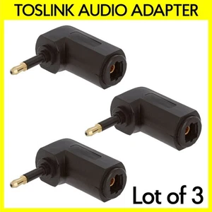 3 Pack Toslink Mini Plug to Standard Jack Adapter Optical Fiber 90º Right Angle - Picture 1 of 3