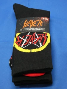 Calcetines Perri's Slayer Crew Calcetines 3 Pares Para Hombres 7-12 Licencia Negro Heavy Metal Nuevos - Imagen 1 de 5