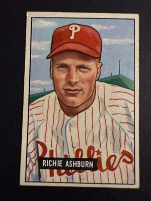 1951 Bowman #186 Richie Ashburn Philadelphia Phillies Fair Good - Image 1 of 2
