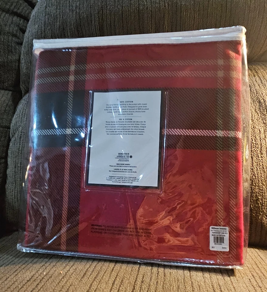 Nuevo - Funda nórdica - Franela roja completa/queen Williams Sonoma Foto 1 de 4