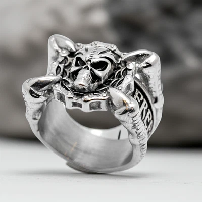 Мужское кольцо с когтем и черепом «Свобода или смерть» из нержавеющей стали ювелирные изделия из тяжелого металла 62 - Изображение 1 из 4