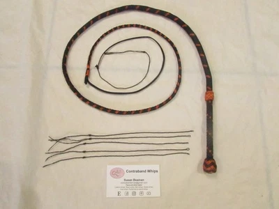 Contraband Whips 4 Foot 12 Plait Nylon Paracord Mini Bullwhip Black and Orange - Image 1 of 2
