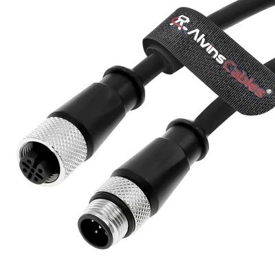 M12 A-Code 5 Pin Male to Female Extension Cable for Communication,32.8ft/10m - Image 1 of 4