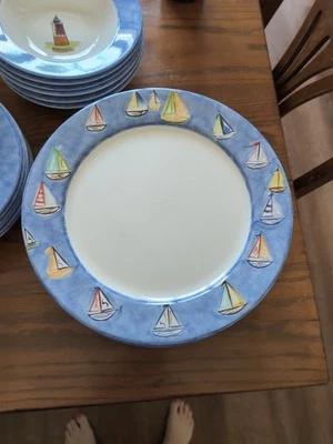 Обеденные тарелки Studio Nova Mainsail 11 дюймов (12) и 9 дюймов чаши (12) одна с крошечным чипом - Изображение 1 из 4